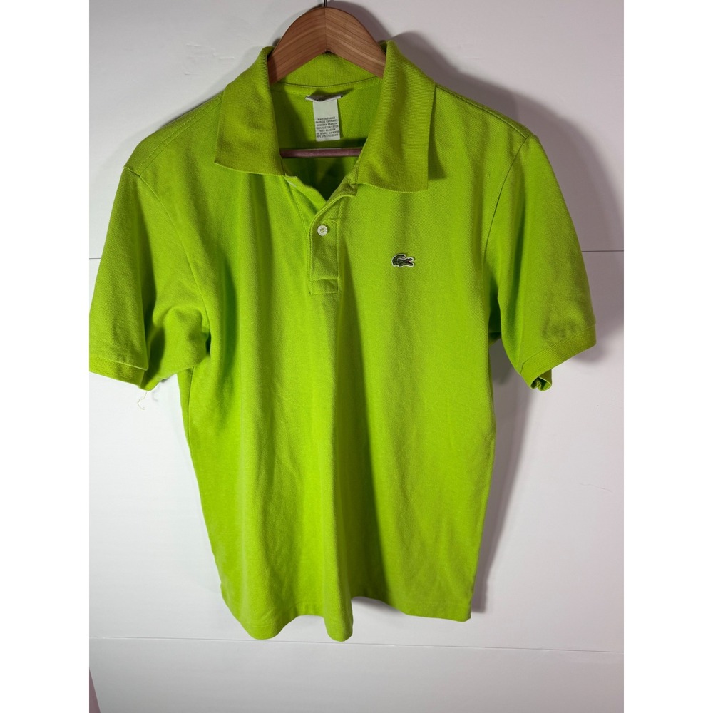 Lacoste Mens Lime Green Pique Cotton Polo Shirt Made in France Size 6 XL